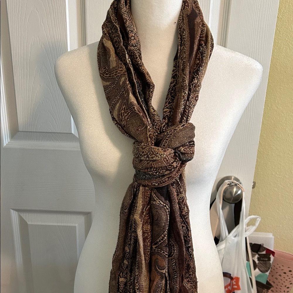 Elegant Brown Paisley Scarf plus 3 additional beautiful scarves!